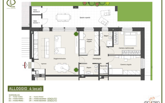 AMPI 4 LOCALI + CUCINA ABITABILE – RESIDENZA GREENPARK – via Toscana, Biassono (MB)